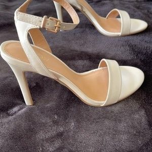 White Faux Leather High Heel Sandal Size 8.5